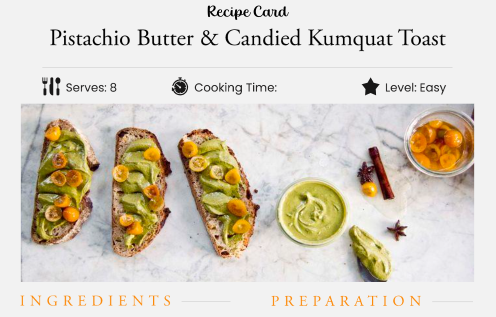 Pistachio Butter & Candied Kumquat Toast