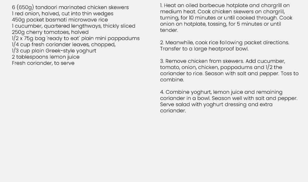 Recipe For Tandoori Chicken Rice Salad