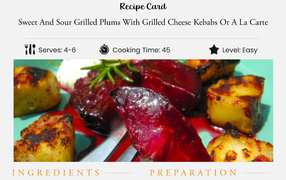 Grilled Plums With Grilled Cheese Kebabs