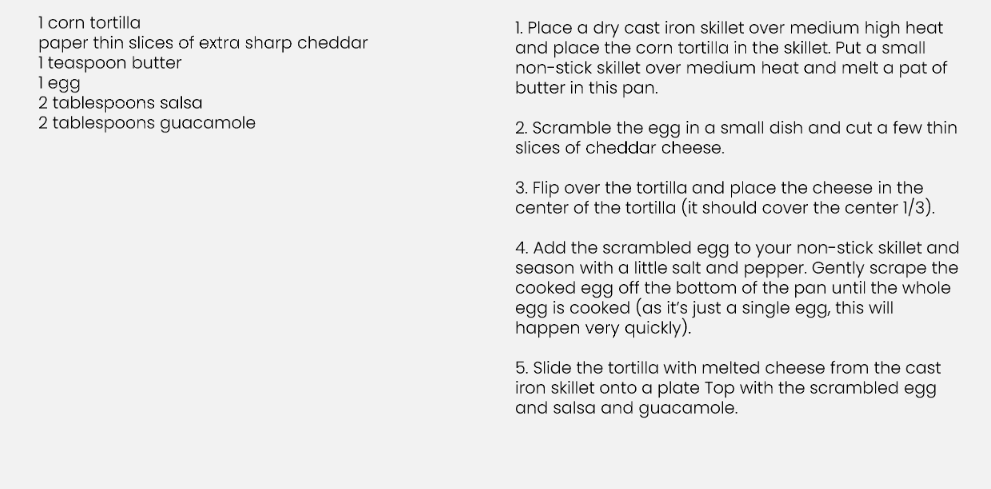 Recipe For Six Minute Breakfast Taco
