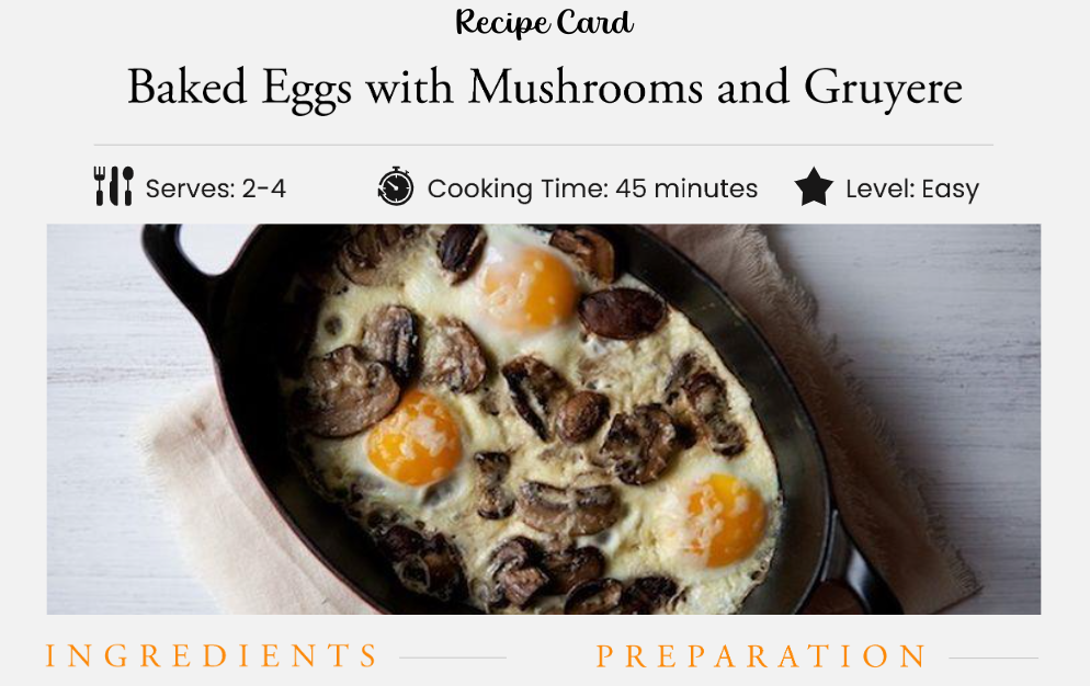 Baked Eggs With Mushrooms & Gruyere