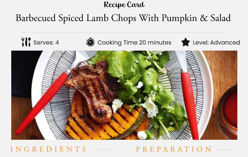 Barbecued Spiced Lamb Chops With Pumpkin & Salad