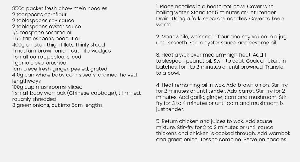 Recipe For Chicken Chow Mein