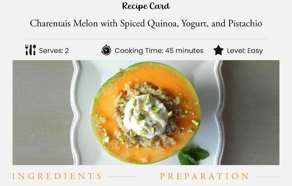 Melon With Spiced Quinoa, Yogurt & Pistachio
