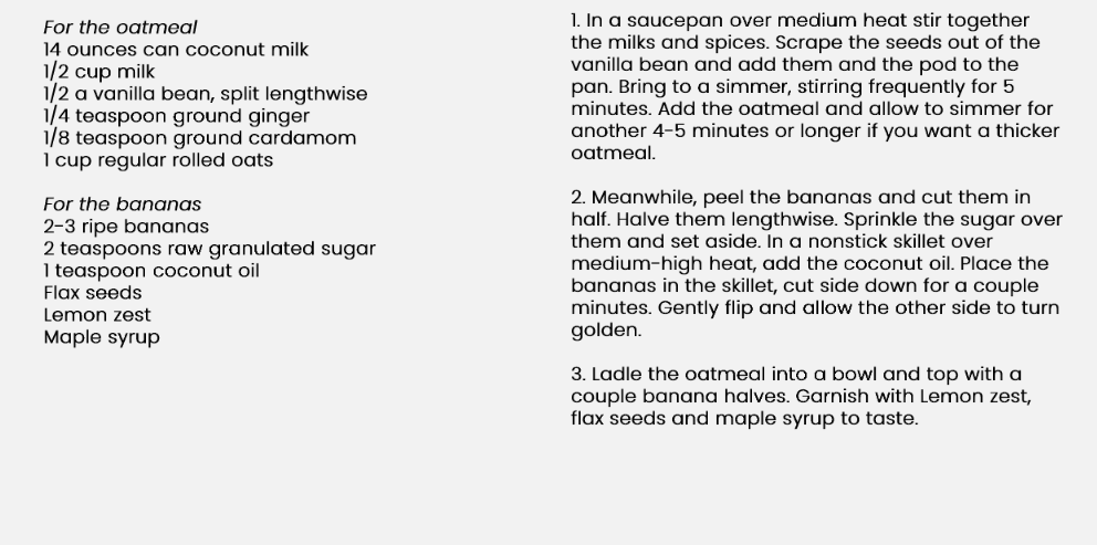 Recipe For Caramelised Banana Oatmeal