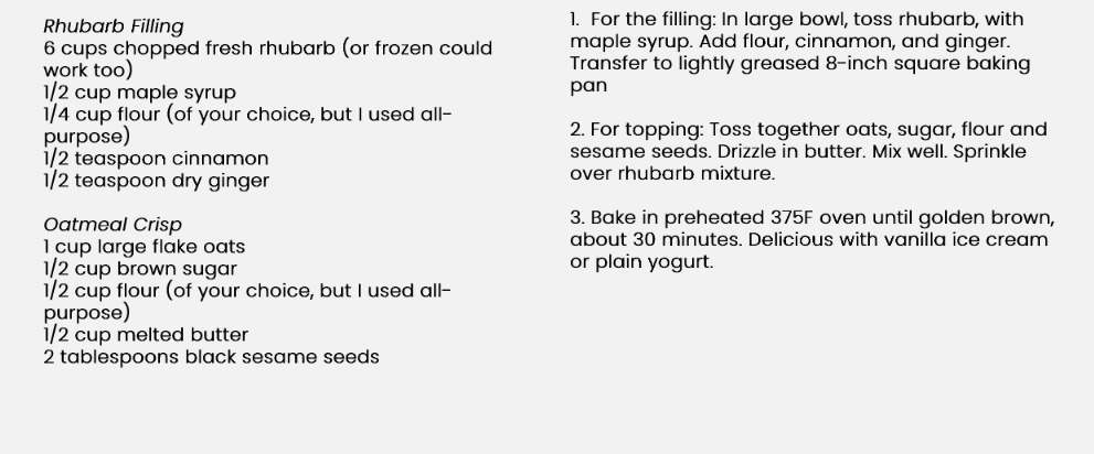 Recipe For Ginger Rhubarb Crisp