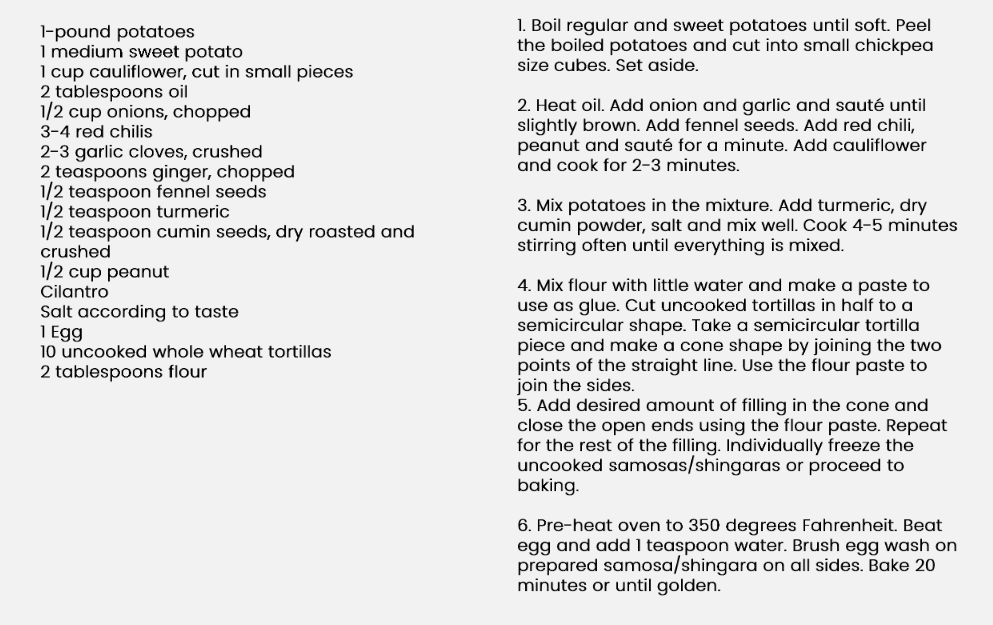 Recipe For Fennel Seed Infused Potato & Cauliflower Baked Shingara