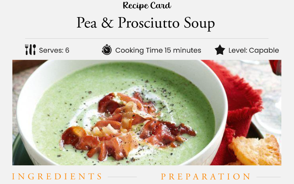 Pea & Prosciutto Soup