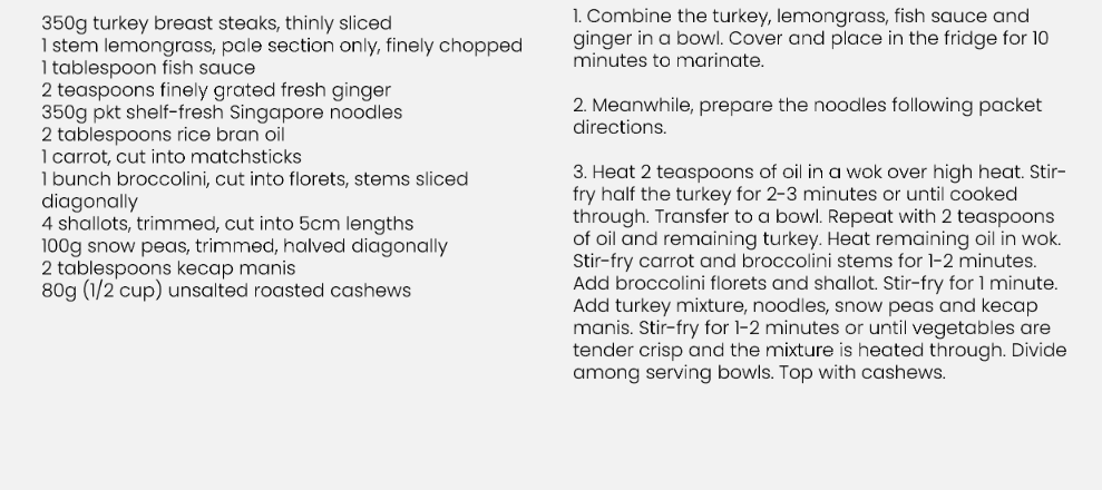 Recipe For Turkey & Cashew Noodle Stir-Fry