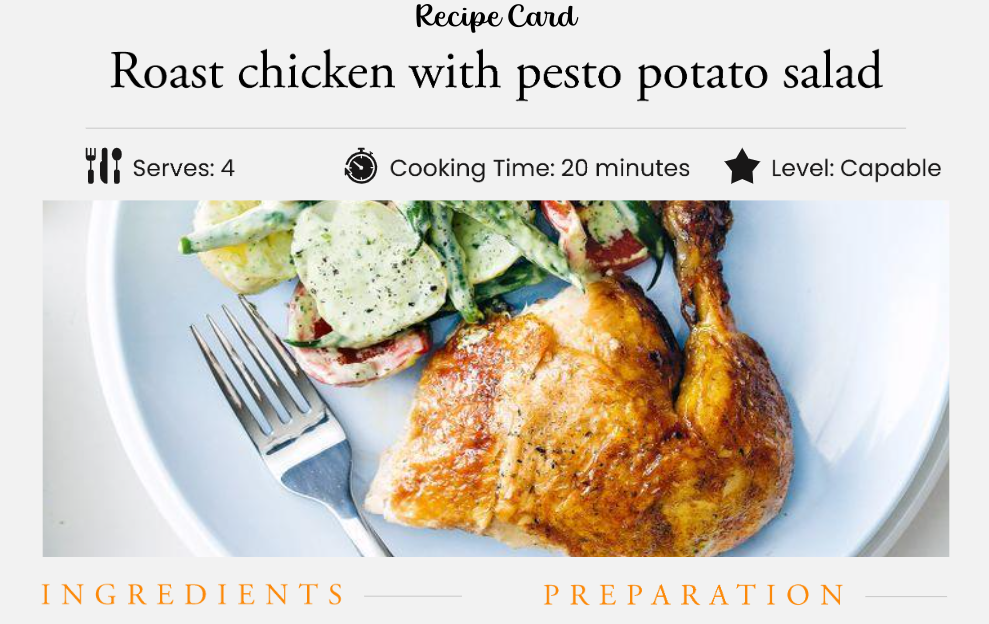 Roast Chicken With Pesto Potato Salad