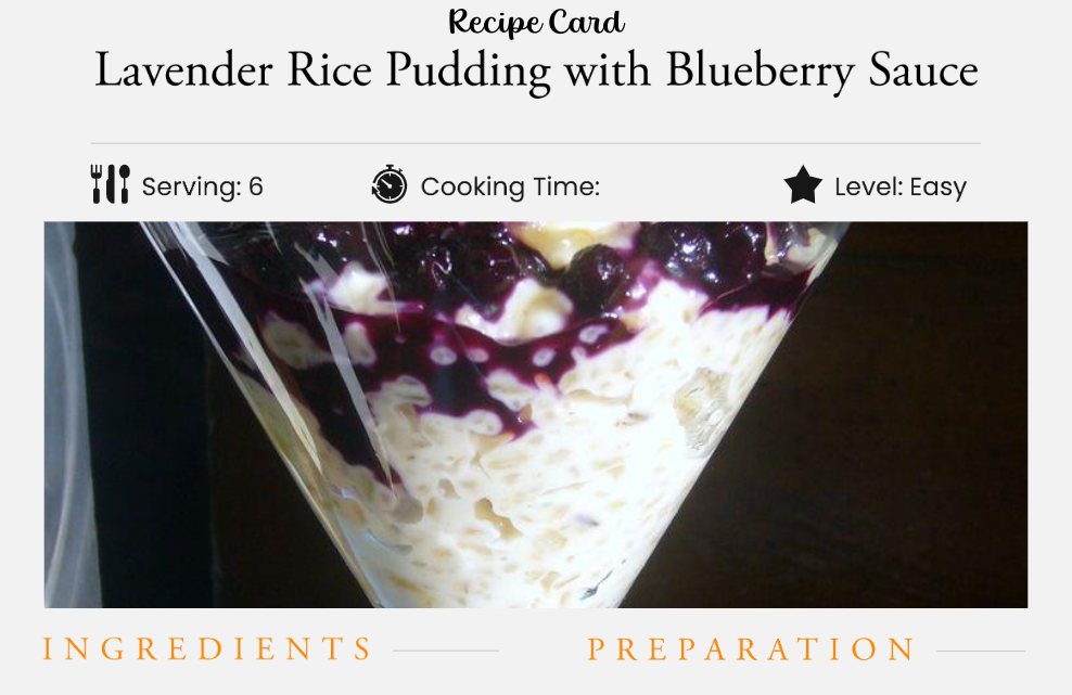 Lavender Rice Pudding With Blueberry Sauce