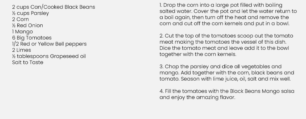 Recipe For Black Bean Mango Salsa Stuffed Tomatoes