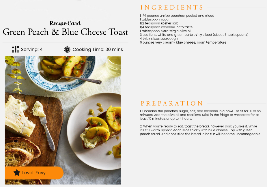 Recipe For Green Peach & Blue Cheese Toast
